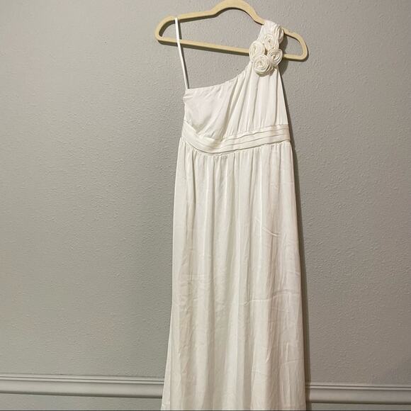 Tevolio Cream Satin One Shoulder Maxi Formal Dress S - Picture 5 of 14